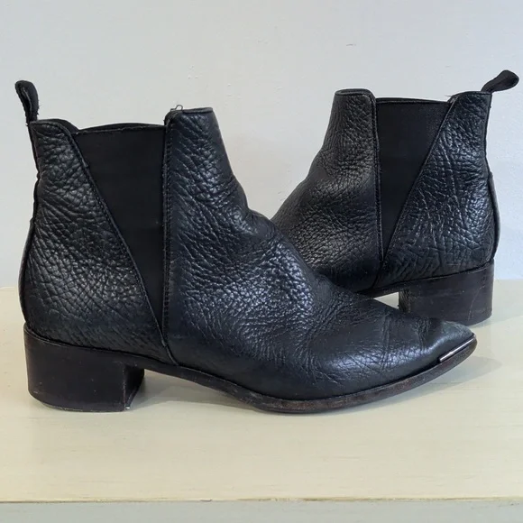 Acne Studios Black Pebbled Leather Ankle Boots Size 37EU - Picture 2 of 12